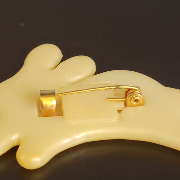 Vintage Yellow Glitter Bunny Brooch Resin 1.9" Pin Hallmark 1989 With Gift Box - Picture 2 of 4